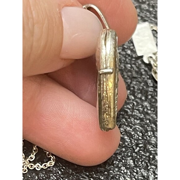 Baroni 925 Sterling Silver Heart Locket Necklace Floral 7.82g 16" Chain - Picture 5 of 12